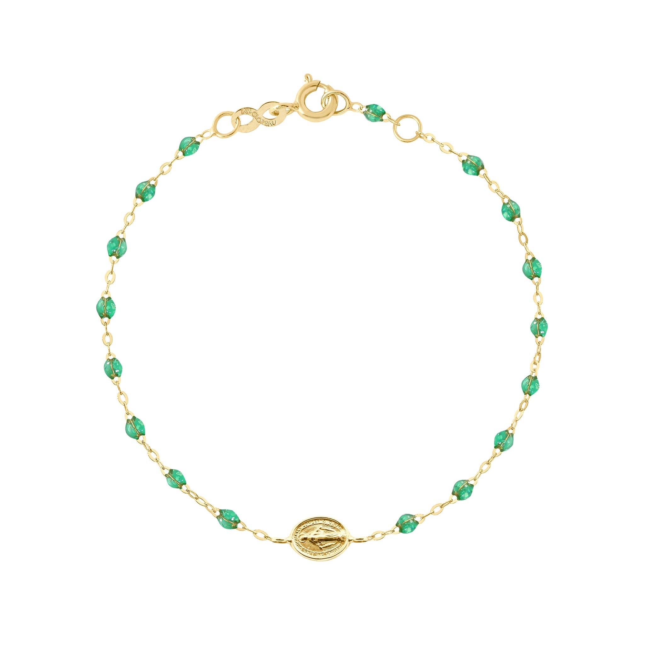 Madone Charm Classic Gigi Mint Bracelet, Yellow Gold, 6.7