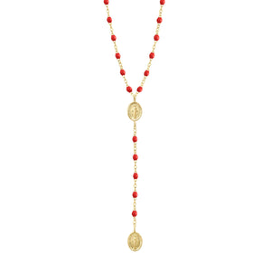 Gigi Clozeau - Madone Charm Classic Gigi Poppy rosary, Yellow Gold, 16.5"