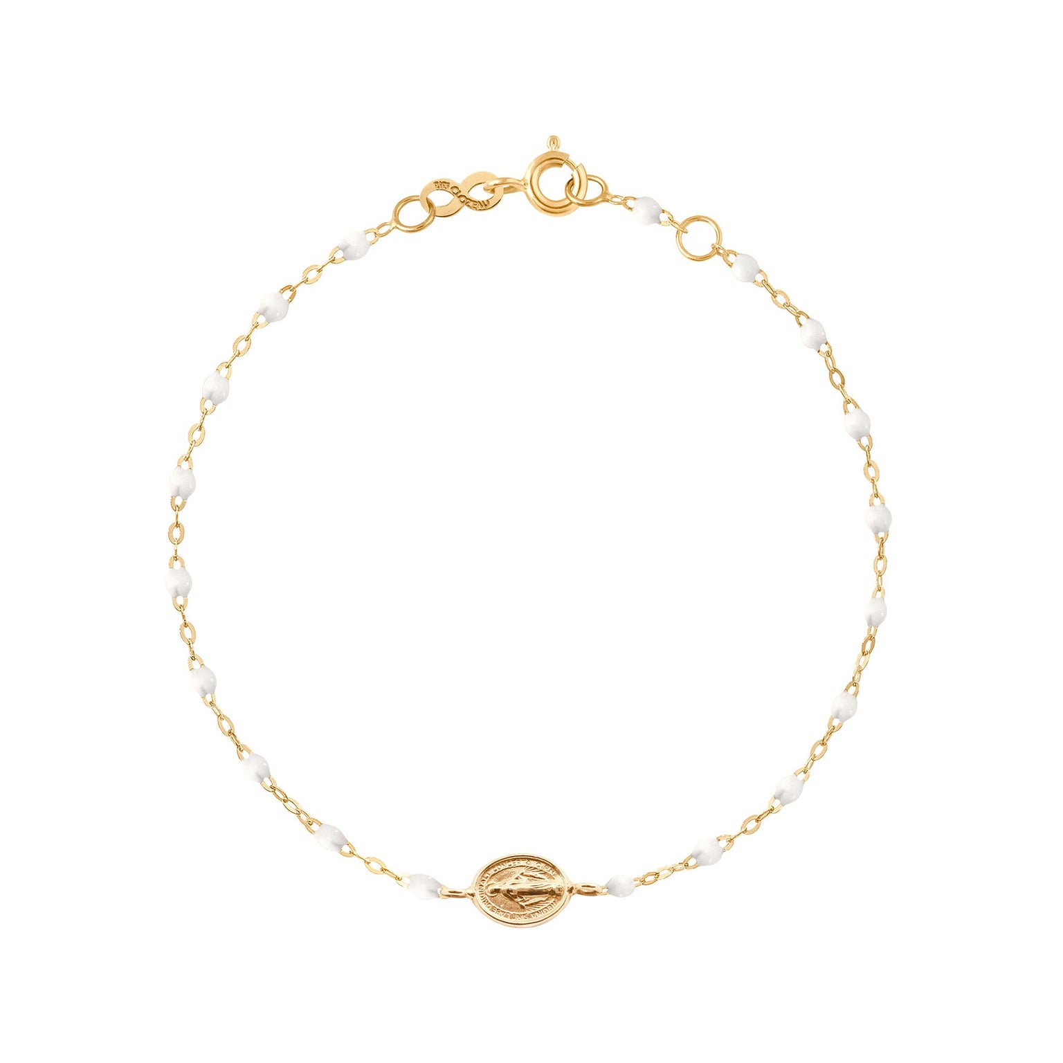 Gigi Clozeau - Madone Charm Classic Gigi White bracelet, Yellow Gold, 6.7"