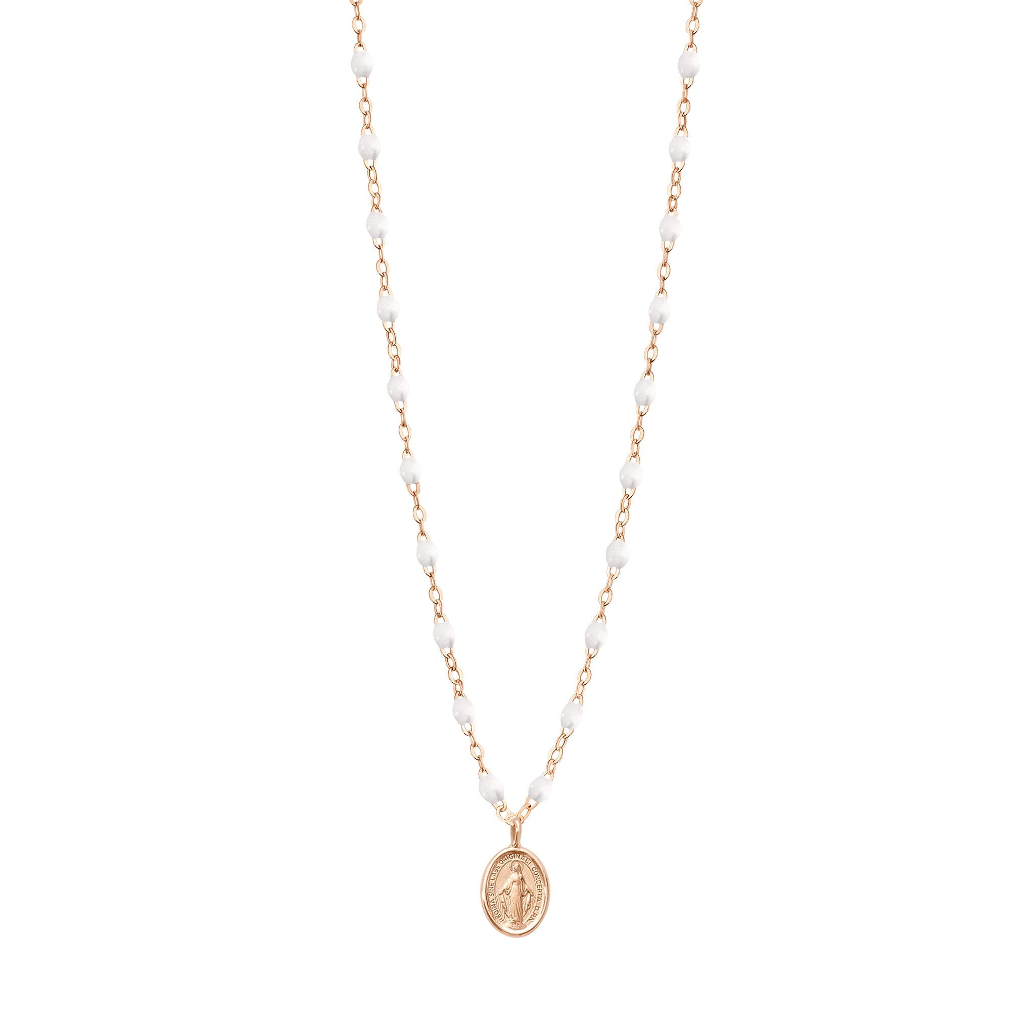 Gigi Clozeau - Madone Charm Classic Gigi White necklace, Rose Gold, 16.5"