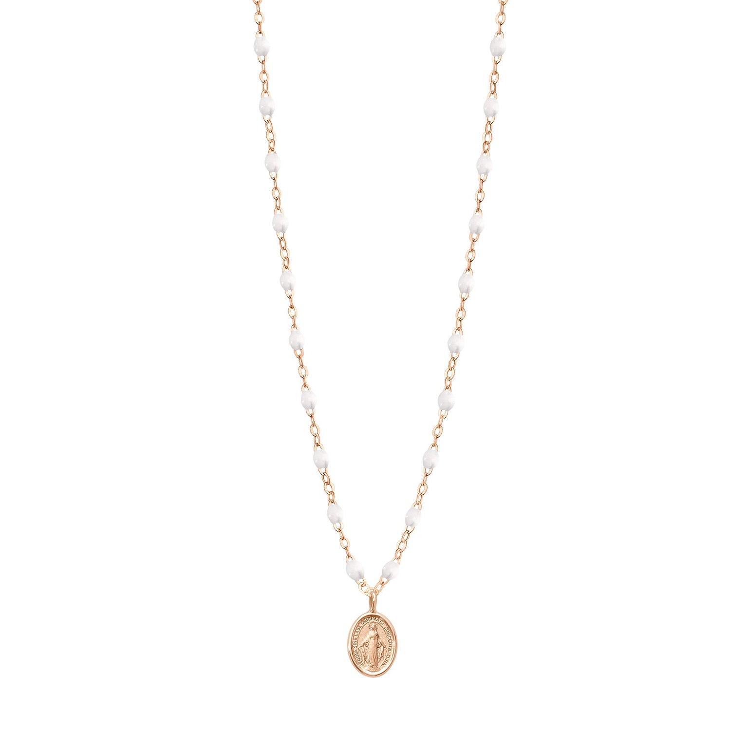 Gigi Clozeau - Madone Charm Classic Gigi White necklace, Rose Gold, 16.5"