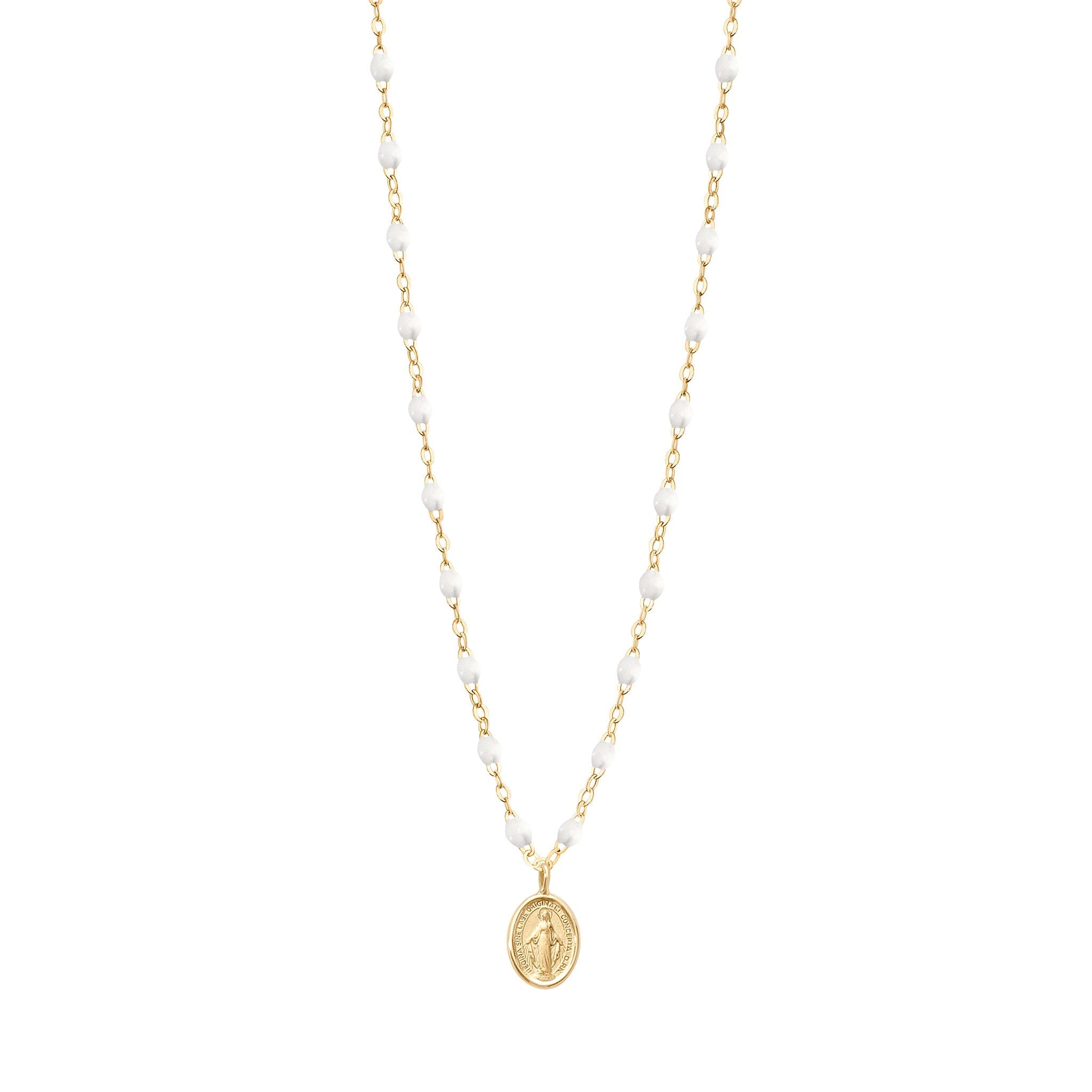 Madone Charm Classic Gigi White necklace, Yellow Gold, 16.5