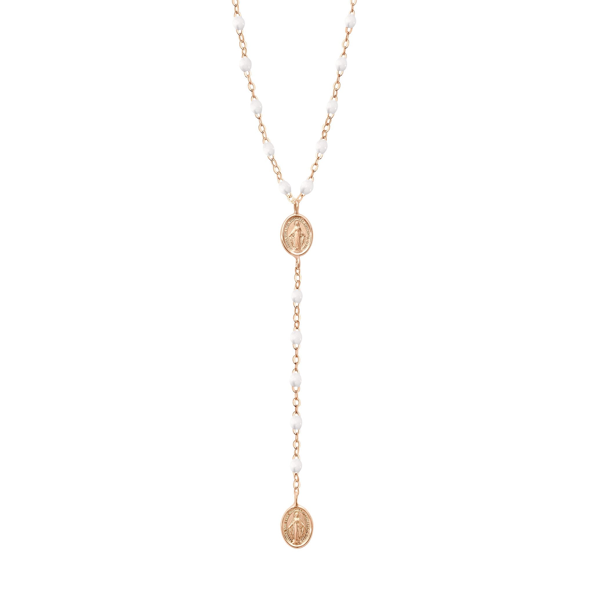 Gigi Clozeau - Madone Charm Classic Gigi White rosary, Rose Gold, 16.5"
