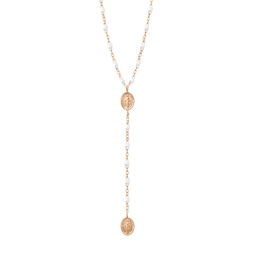 Gigi Clozeau - Madone Charm Classic Gigi White rosary, Rose Gold, 16.5