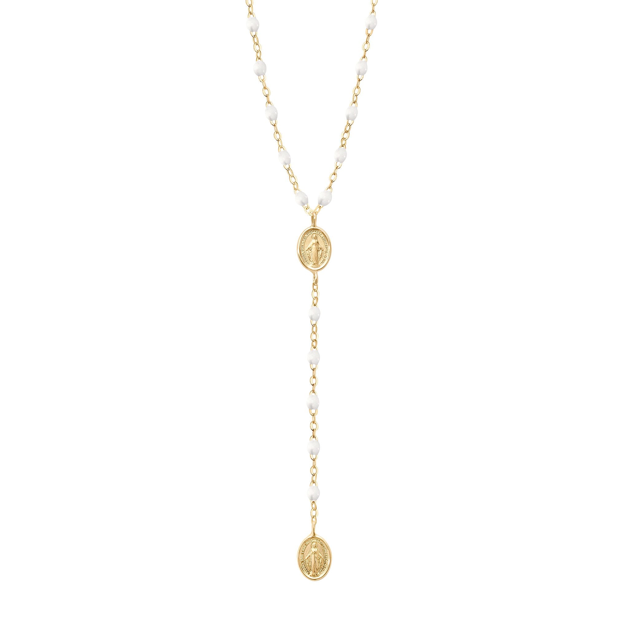 Gigi Clozeau - Madone Charm Classic Gigi White rosary, Yellow Gold, 16.5"