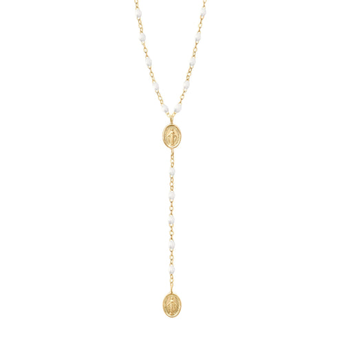 Gigi Clozeau - Madone Charm Classic Gigi White rosary, Yellow Gold, 16.5