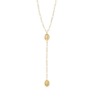 Gigi Clozeau - Madone Charm Classic Gigi White rosary, Yellow Gold, 16.5"