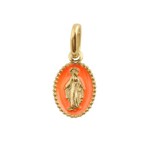 Gigi Clozeau - Madone Orange Resin pendant, Yellow gold