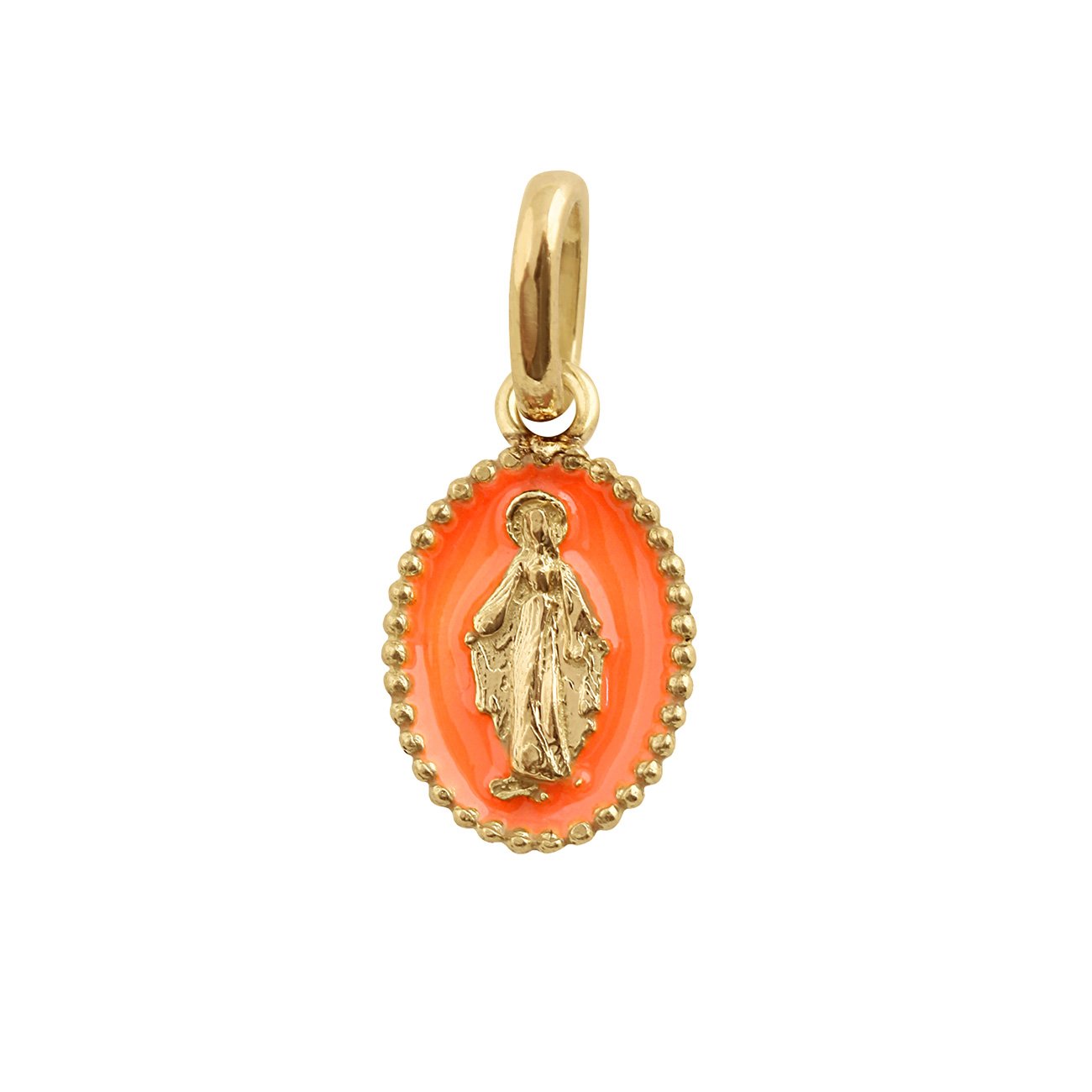 Gigi Clozeau - Madone Orange Resin pendant, Yellow gold