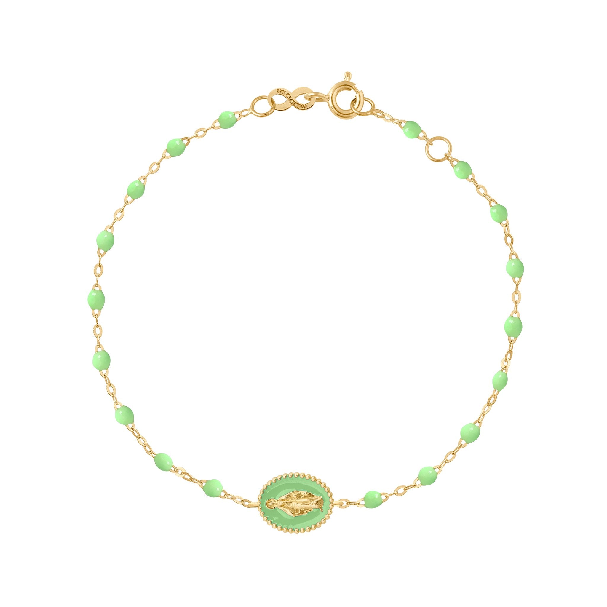 Gigi Clozeau - Madone resin charm Classic Gigi Anis bracelet, Yellow Gold, 6.7"
