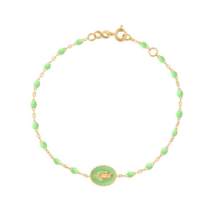 Gigi Clozeau - Madone resin charm Classic Gigi Anis bracelet, Yellow Gold, 6.7"