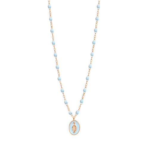 Gigi Clozeau - Madone resin charm Classic Gigi Baby Blue necklace, Rose Gold, 16.5