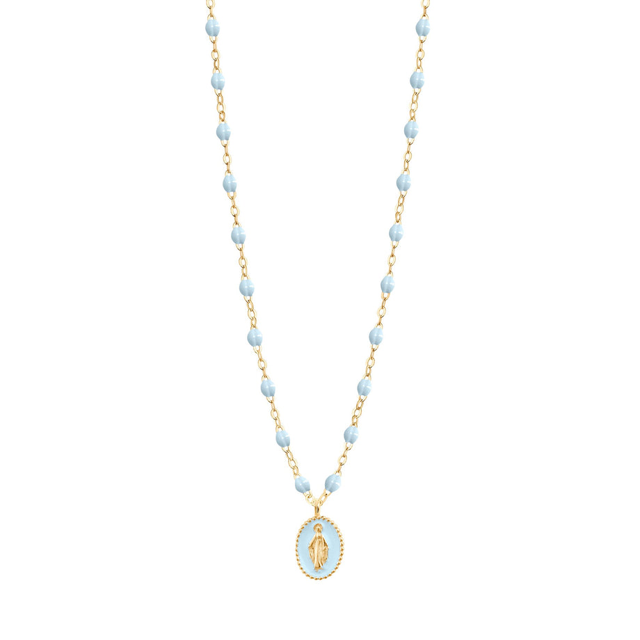 Gigi Clozeau - Madone resin charm Classic Gigi Baby Blue necklace, Yellow Gold, 16.5