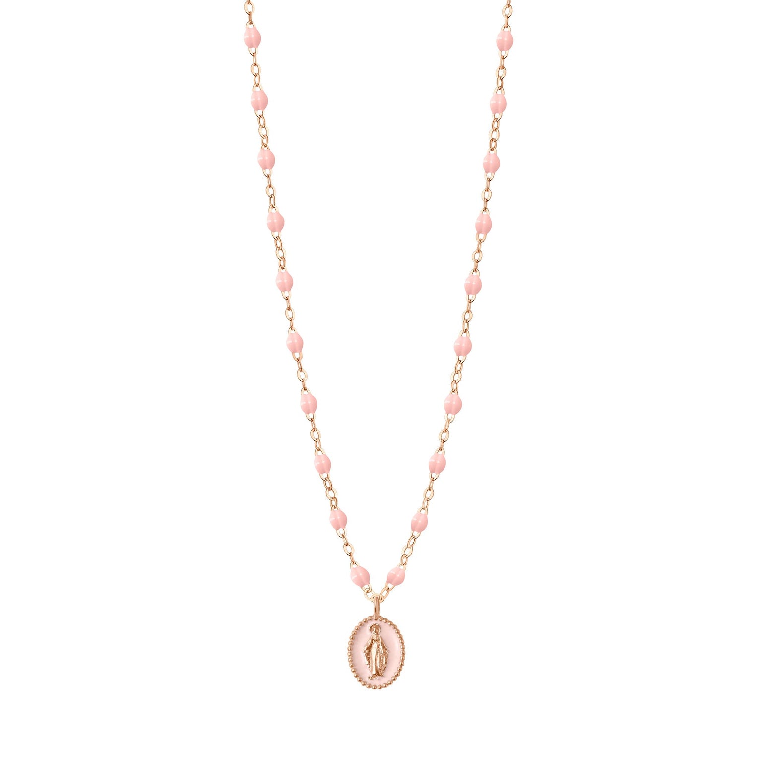 Gigi Clozeau - Madone resin charm Classic Gigi Baby Pink necklace, Rose Gold, 16.5"