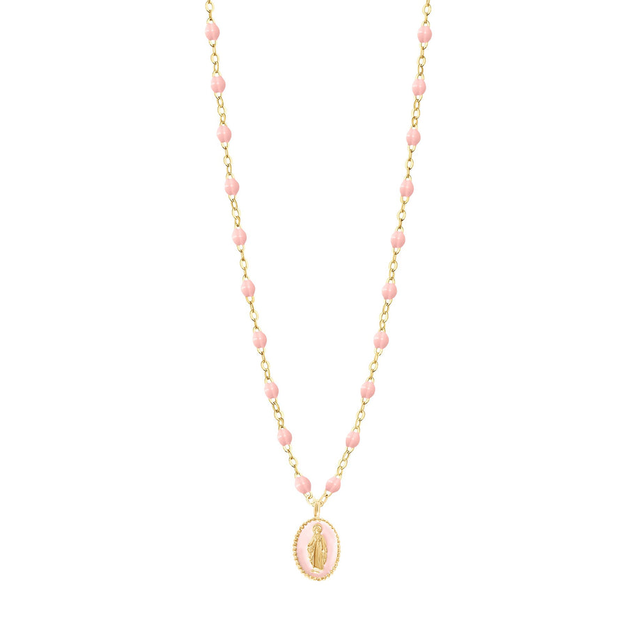 Gigi Clozeau - Madone resin charm Classic Gigi Baby Pink necklace, Yellow Gold, 16.5