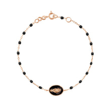 Gigi Clozeau - Madone resin charm Classic Gigi Black bracelet, Rose Gold, 6.7"