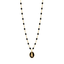 Gigi Clozeau - Madone resin charm Classic Gigi Black necklace, Yellow Gold, 16.5"