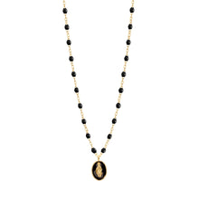 Gigi Clozeau - Madone resin charm Classic Gigi Black necklace, Yellow Gold, 16.5"