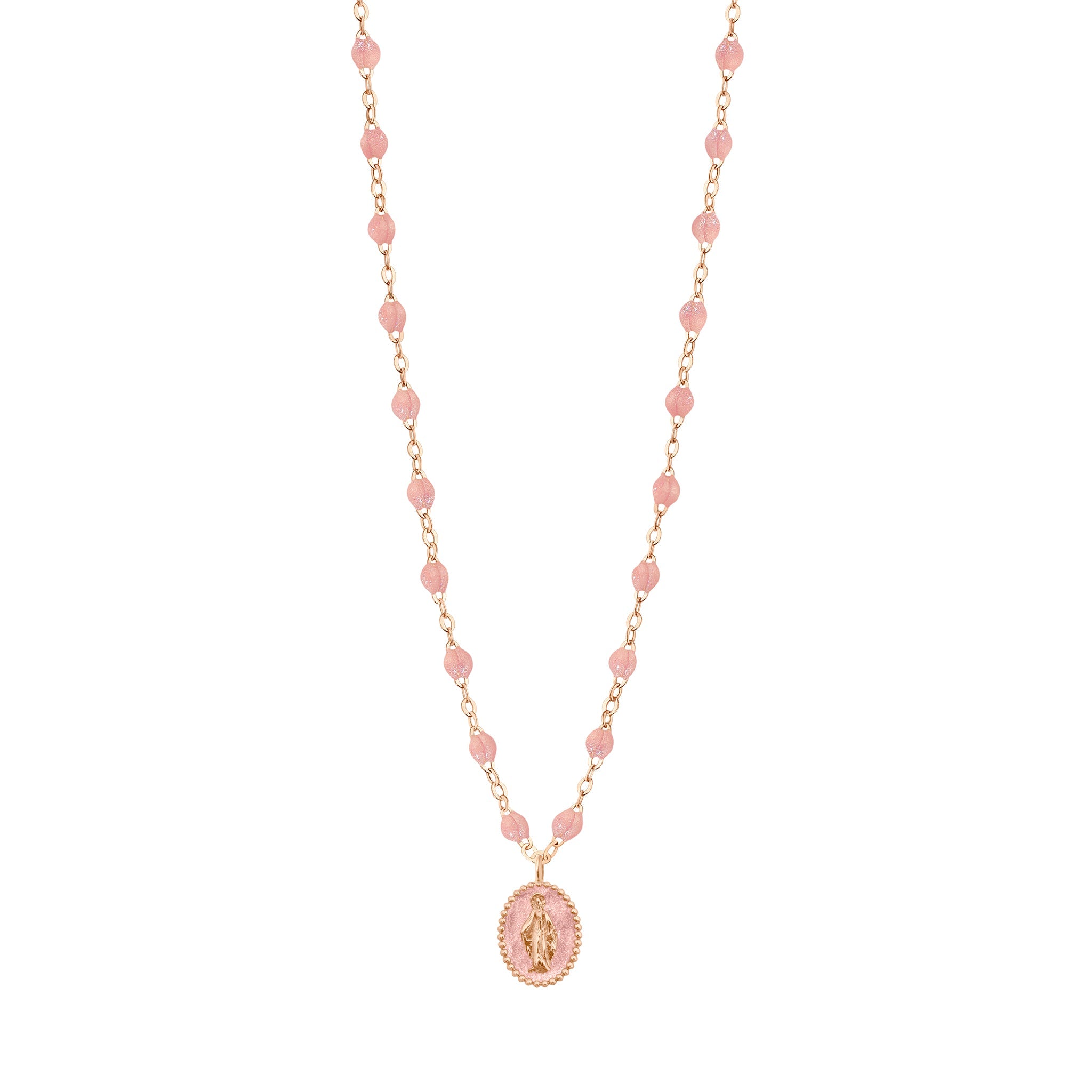 Gigi Clozeau - Madone resin charm Classic Gigi Blush necklace, Rose Gold, 16.5"