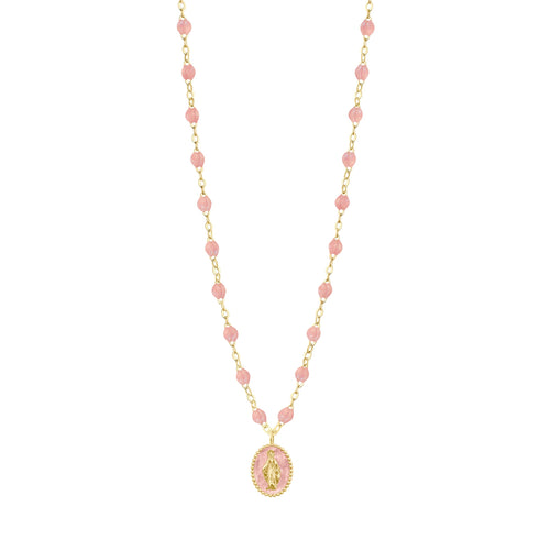 Gigi Clozeau - Madone resin charm Classic Gigi Blush necklace, Yellow Gold, 16.5