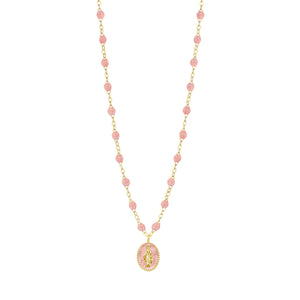 Gigi Clozeau - Madone resin charm Classic Gigi Blush necklace, Yellow Gold, 16.5"