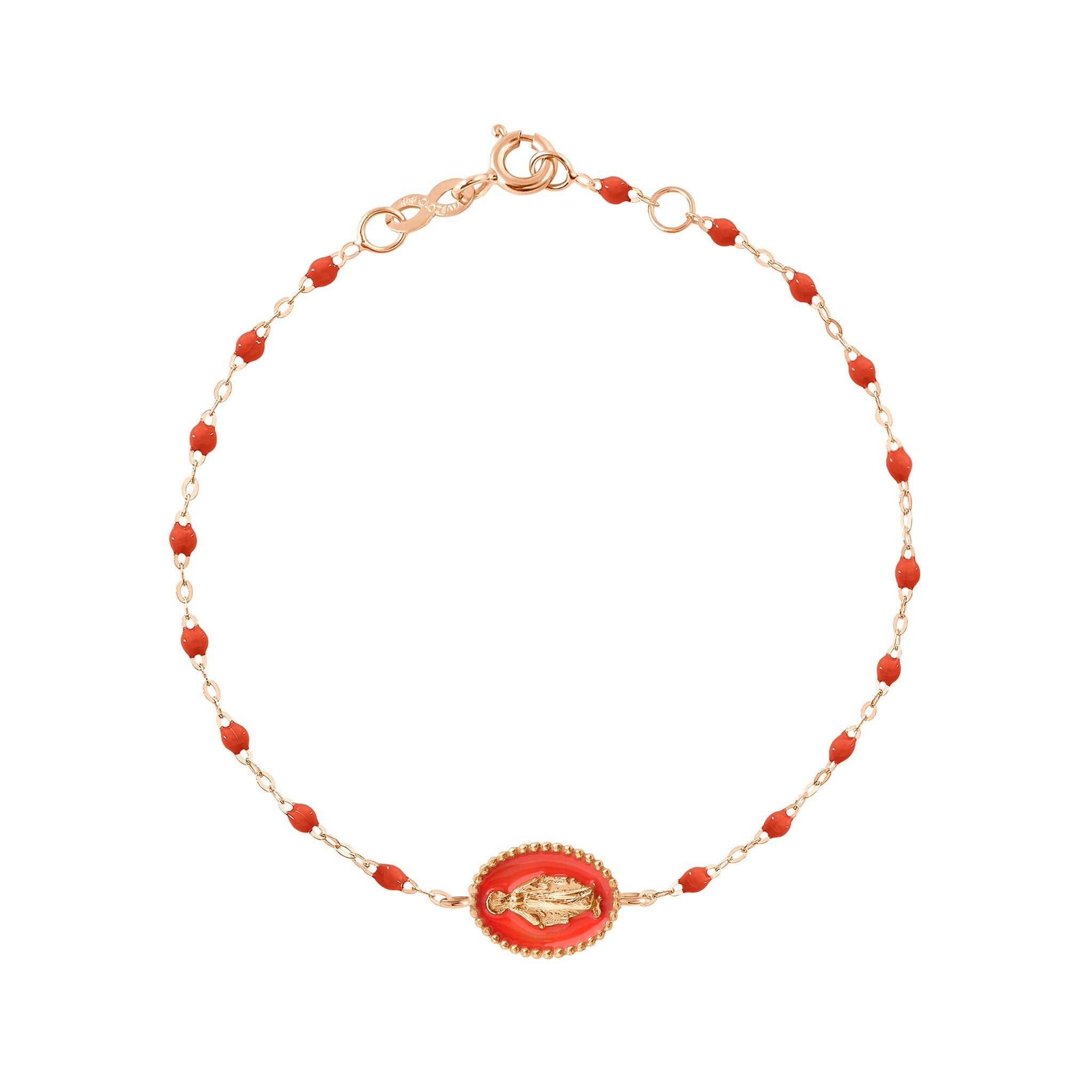 Gigi Clozeau - Madone resin charm Classic Gigi Coral bracelet, Rose Gold, 6.7"