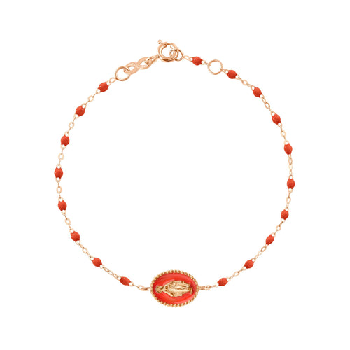 Gigi Clozeau - Madone resin charm Classic Gigi Coral bracelet, Rose Gold, 6.7