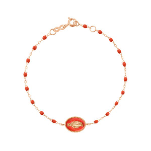 Gigi Clozeau - Madone resin charm Classic Gigi Coral bracelet, Rose Gold, 6.7"