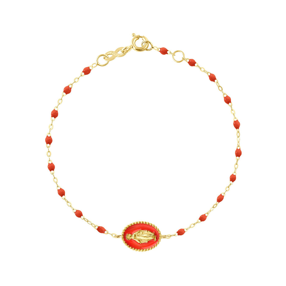Gigi Clozeau - Madone resin charm Classic Gigi Coral bracelet, Yellow Gold, 6.7