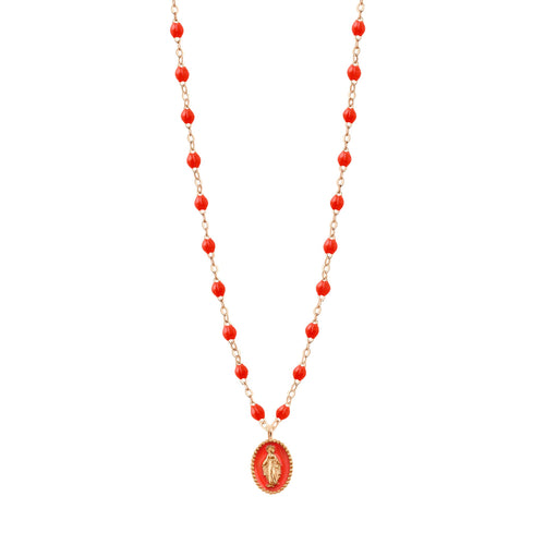 Gigi Clozeau - Madone resin charm Classic Gigi Coral necklace, Rose Gold, 16.5