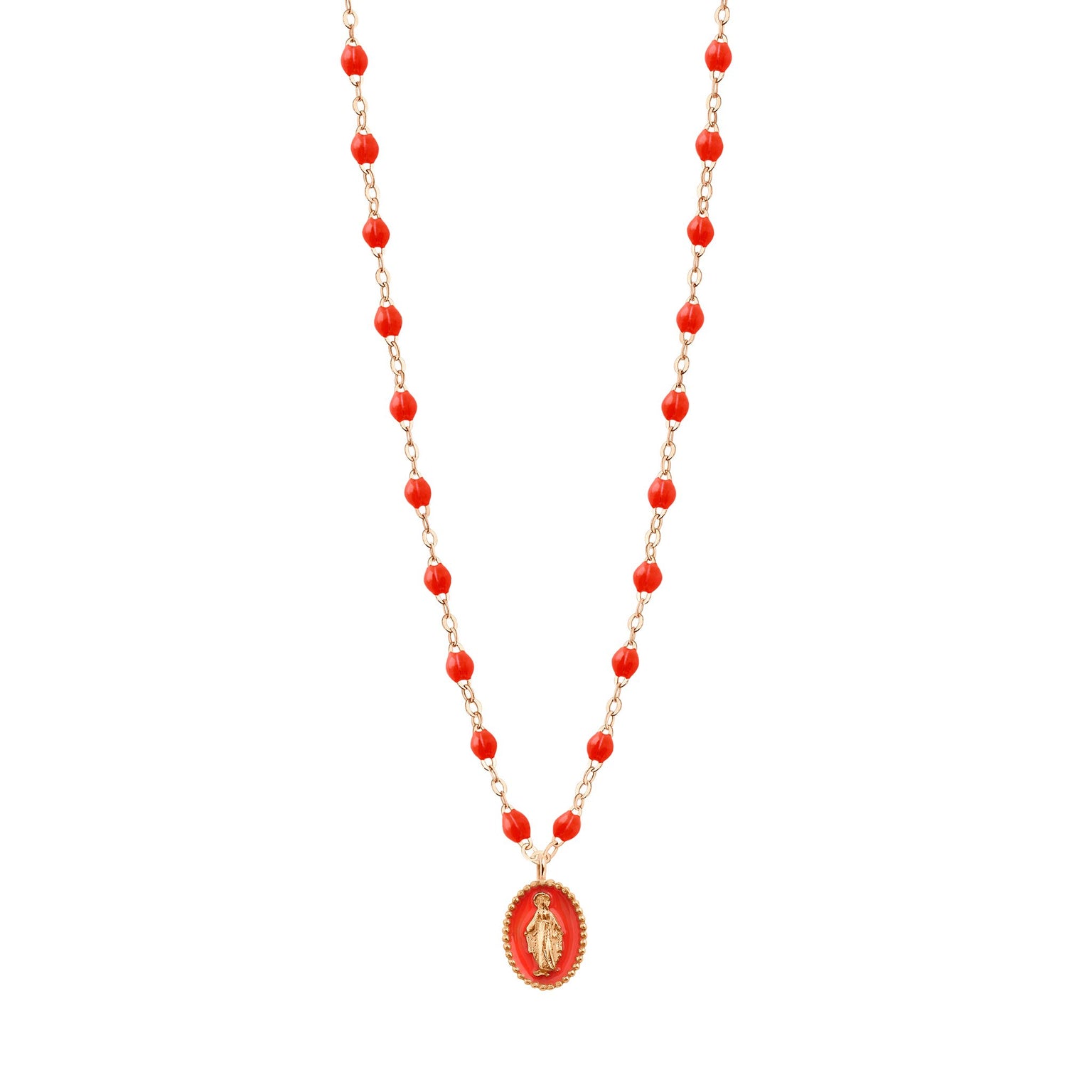 Gigi Clozeau - Madone resin charm Classic Gigi Coral necklace, Rose Gold, 16.5"