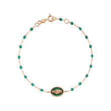 Gigi Clozeau - Madone resin charm Classic Gigi Emerald bracelet, Rose Gold, 6.7"