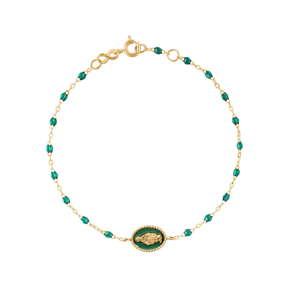 Gigi Clozeau - Madone resin charm Classic Gigi Emerald bracelet, Yellow Gold, 6.7