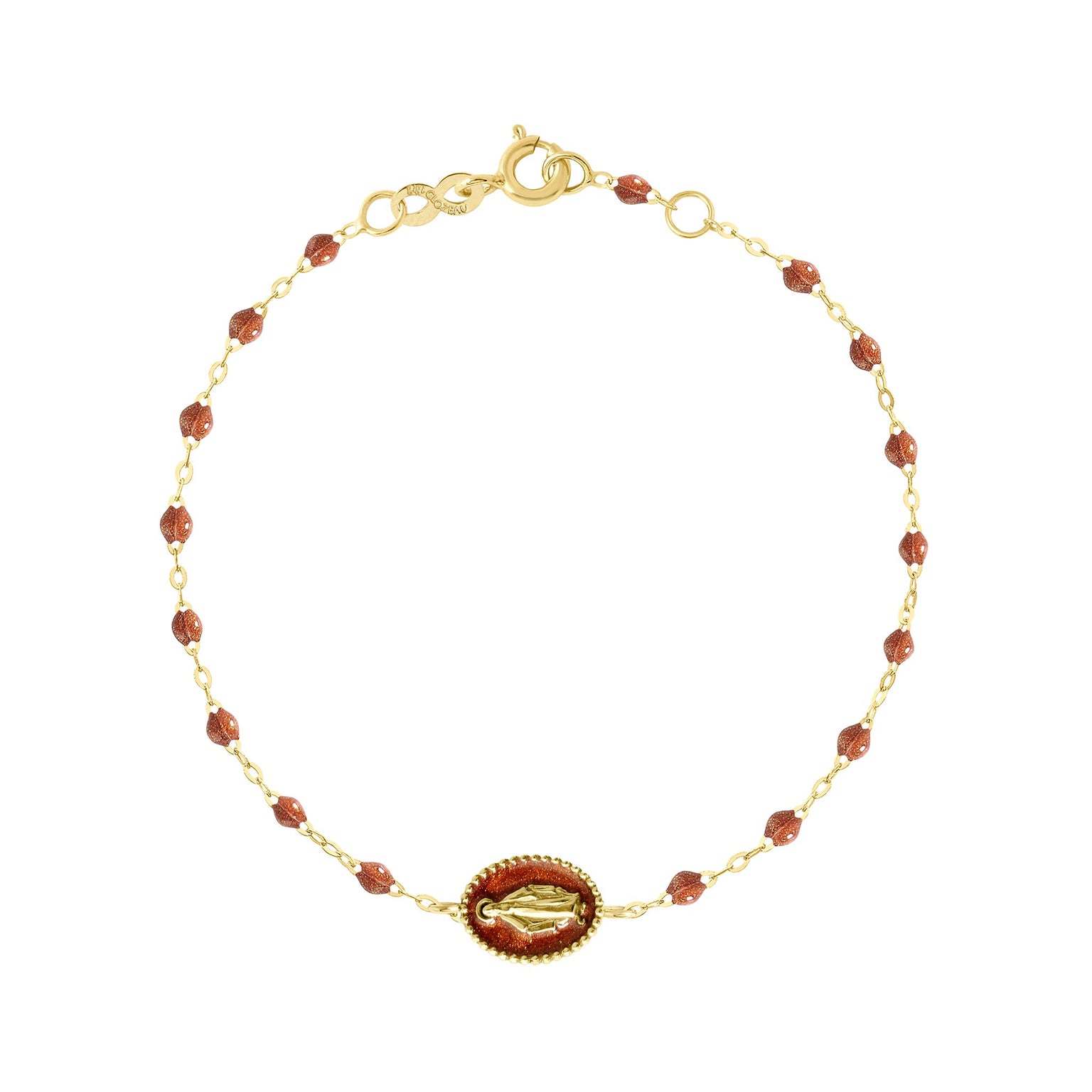 Gigi Clozeau - Madone Resin Charm Classic Gigi Fauve Bracelet, Yellow Gold, 6.7"