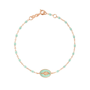 Gigi Clozeau - Madone resin charm Classic Gigi Jade bracelet, Rose Gold, 6.7"
