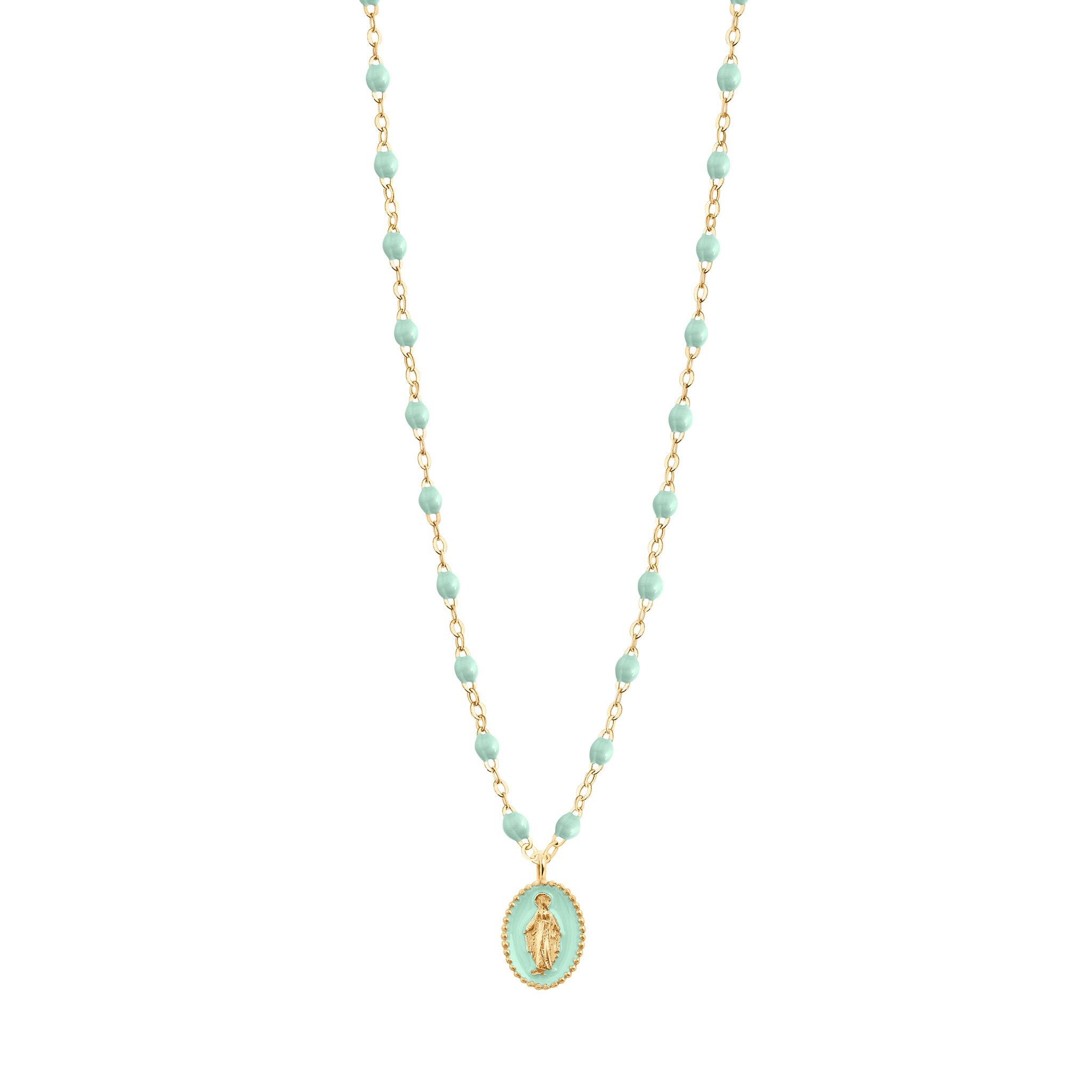 Gigi Clozeau - Madone resin charm Classic Gigi Jade necklace, Yellow Gold, 16.5"