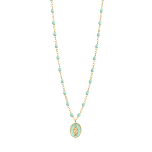 Gigi Clozeau - Madone resin charm Classic Gigi Jade necklace, Yellow Gold, 16.5"