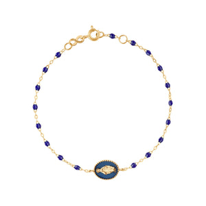 Gigi Clozeau - Madone resin charm Classic Gigi Lapis bracelet, Yellow Gold, 6.7"