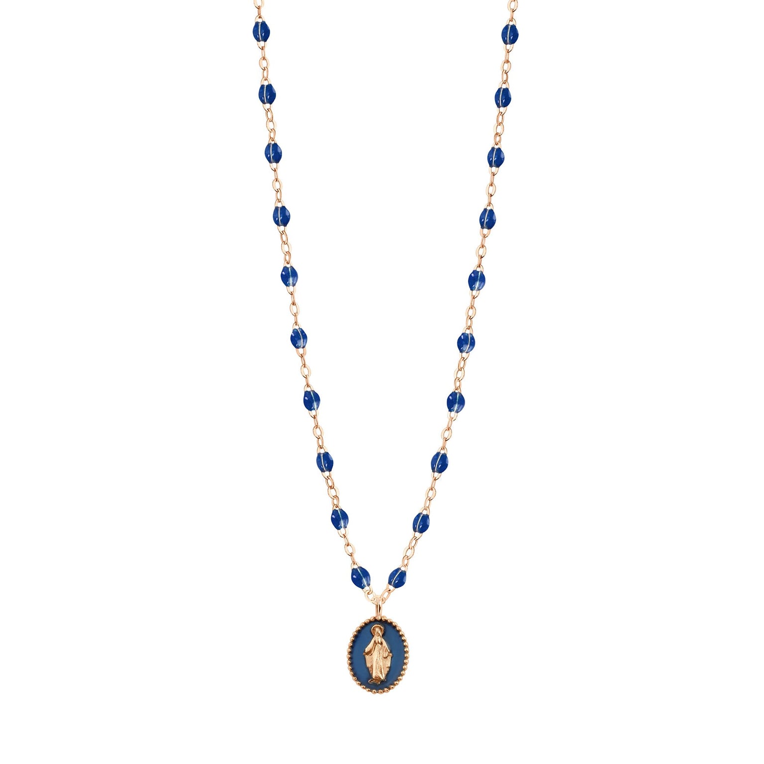 Gigi Clozeau - Madone resin charm Classic Gigi Lapis necklace, Rose Gold, 16.5"