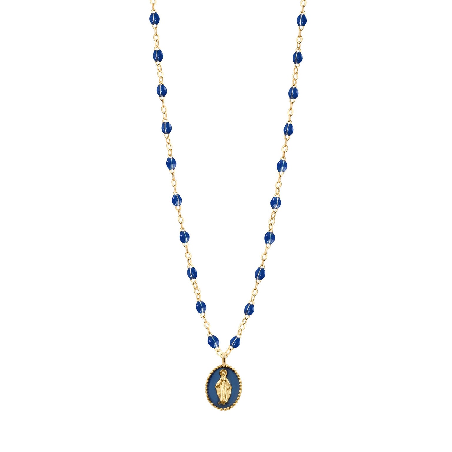 Gigi Clozeau - Madone resin charm Classic Gigi Lapis necklace, Yellow Gold, 16.5"