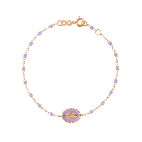 Gigi Clozeau - Madone resin charm Classic Gigi Lilac bracelet, Rose Gold, 6.7