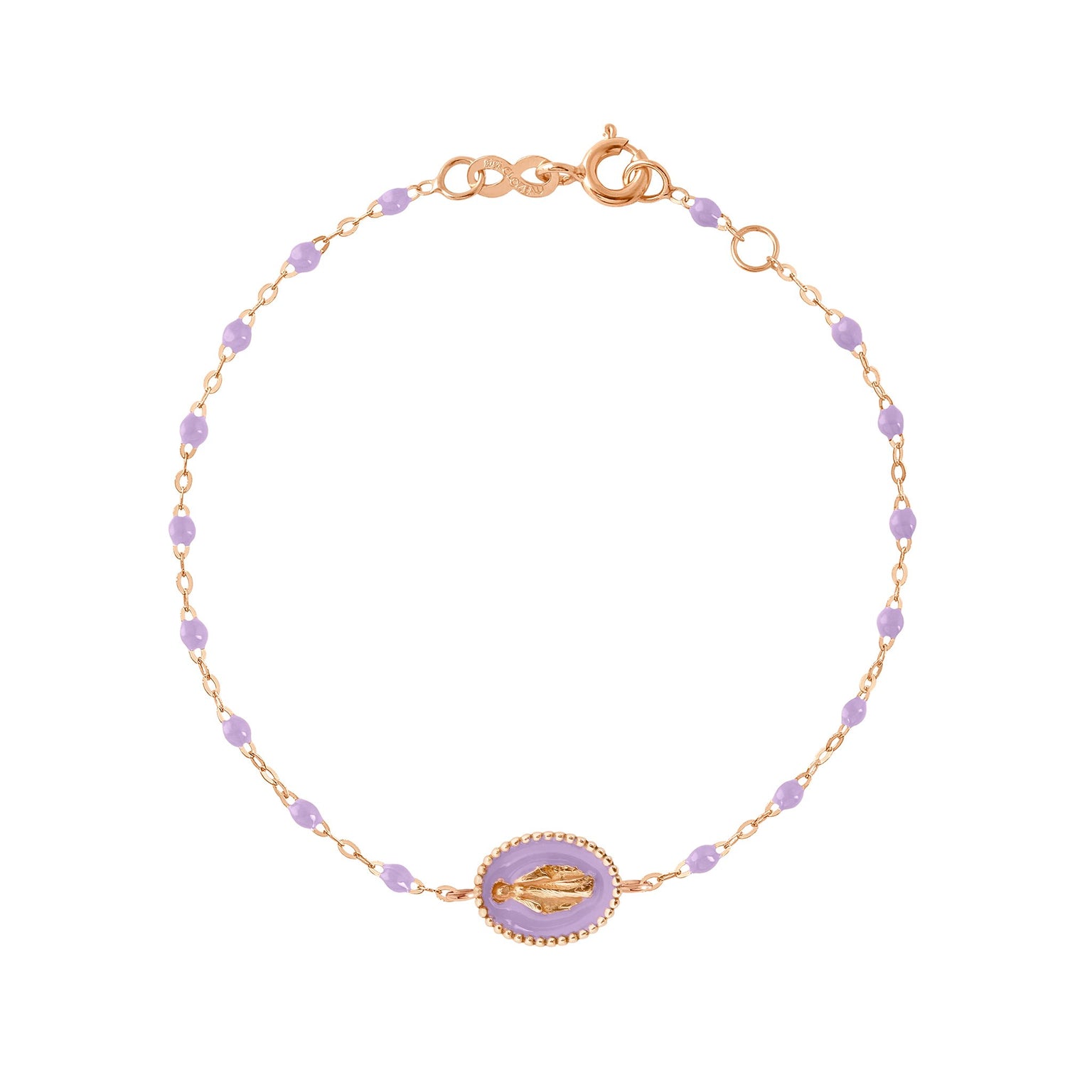 Gigi Clozeau - Madone resin charm Classic Gigi Lilac bracelet, Rose Gold, 6.7"