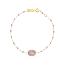 Gigi Clozeau - Madone resin charm Classic Gigi Lilac bracelet, Yellow Gold, 6.7"