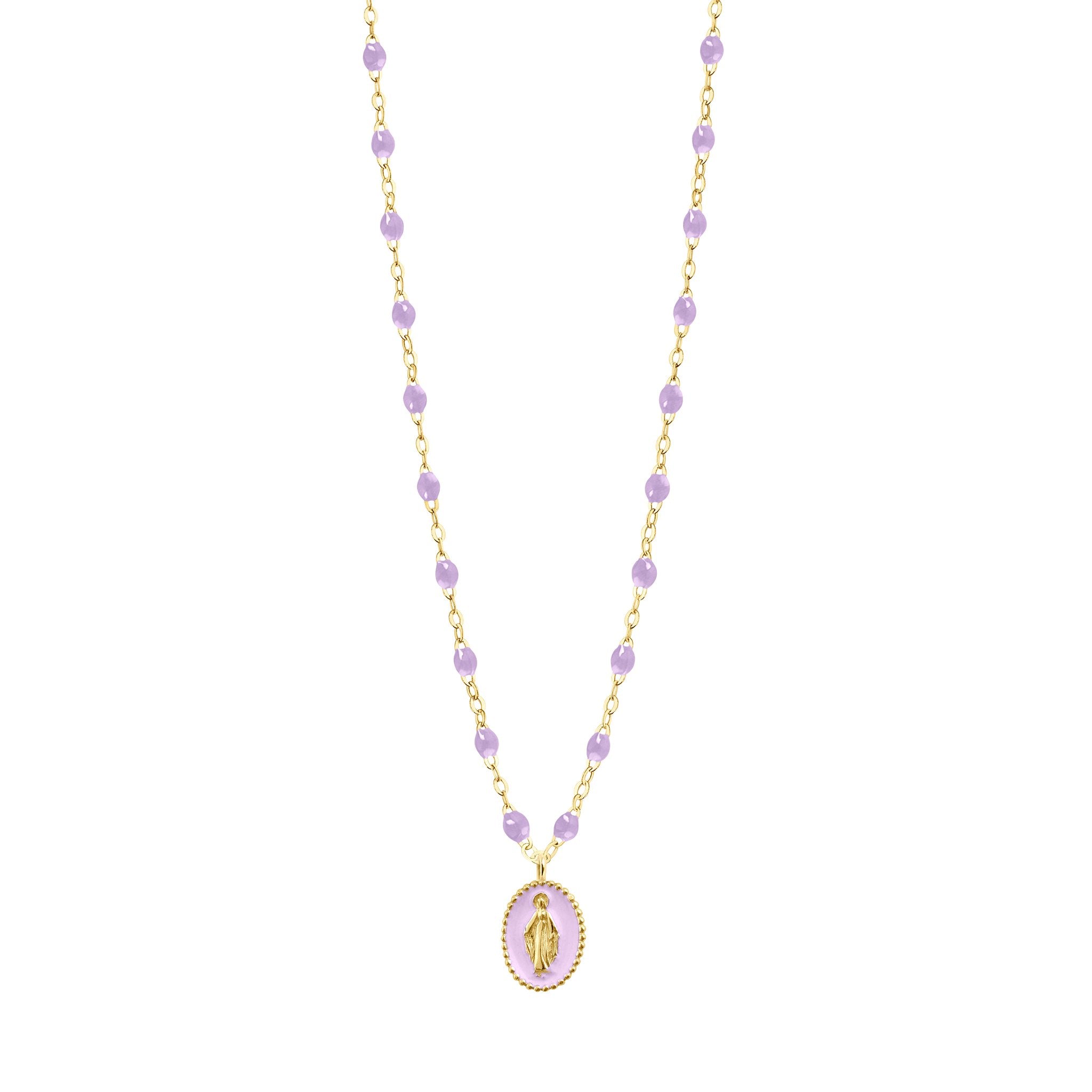 Gigi Clozeau - Madone resin charm Classic Gigi Lilac necklace, Yellow Gold, 16.5"