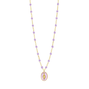 Gigi Clozeau - Madone resin charm Classic Gigi Lilac necklace, Yellow Gold, 16.5"