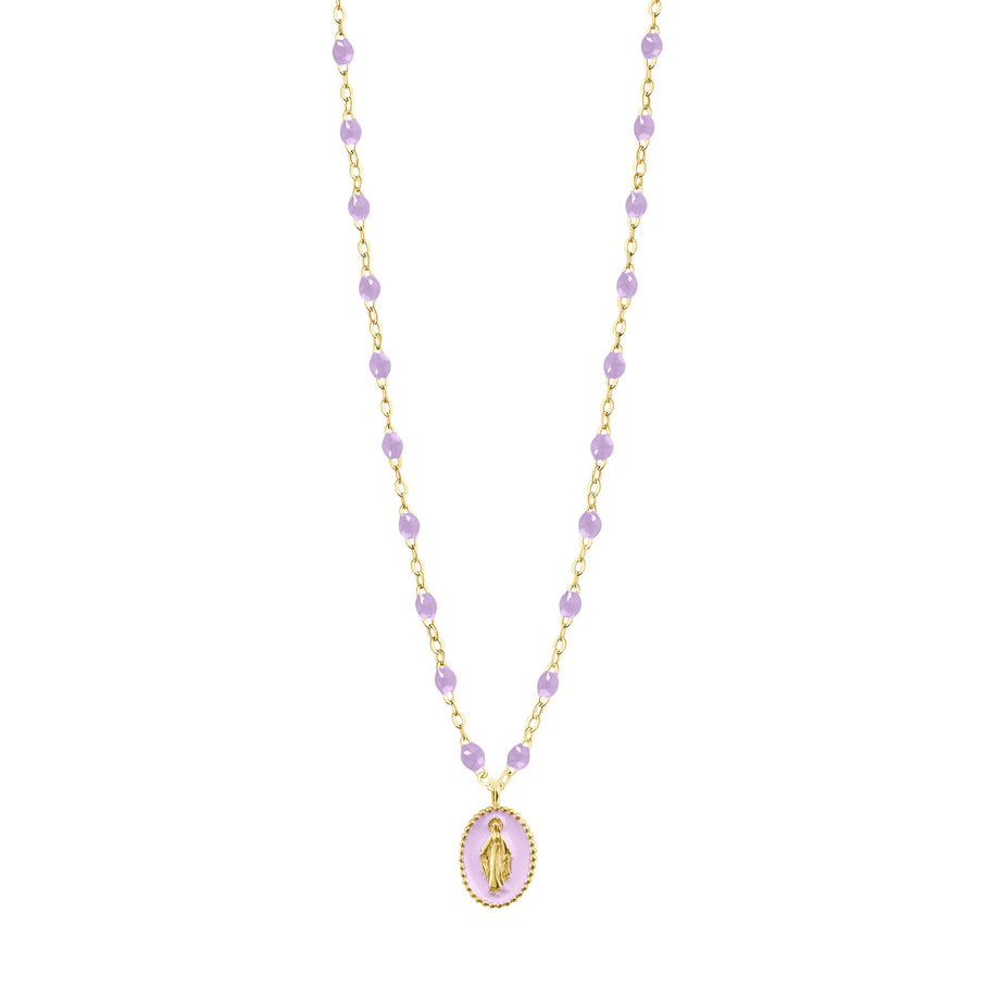 Gigi Clozeau - Madone resin charm Classic Gigi Lilac necklace, Yellow Gold, 16.5