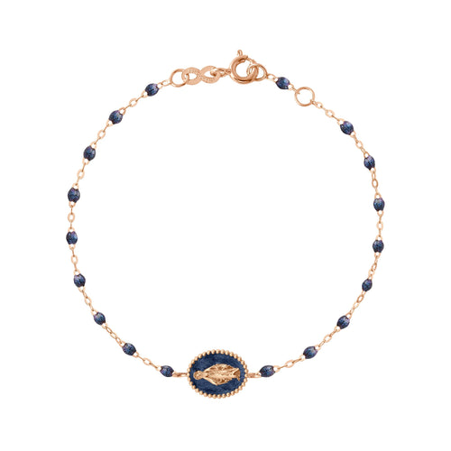 Gigi Clozeau - Madone resin charm Classic Gigi Midnight bracelet, Rose Gold, 6.7
