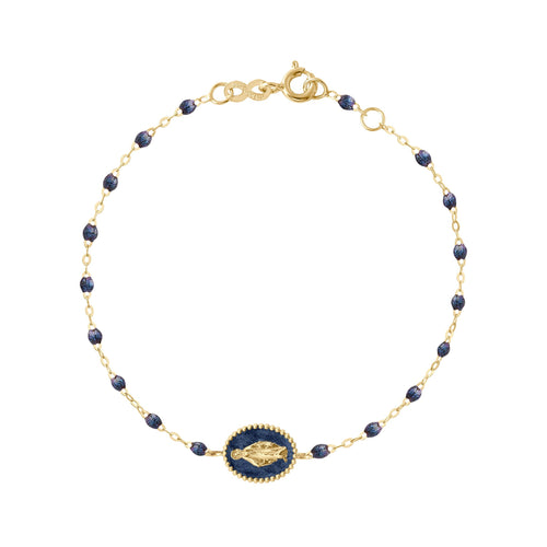 Gigi Clozeau - Madone resin charm Classic Gigi Midnight bracelet, Yellow Gold, 6.7