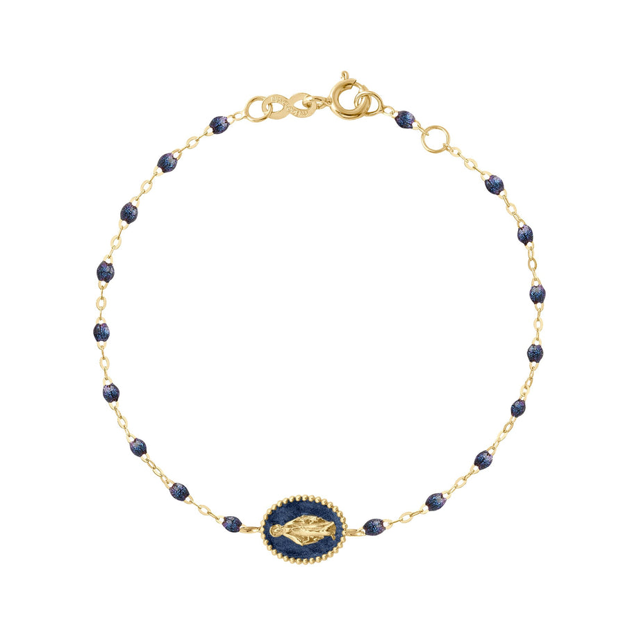Gigi Clozeau - Madone resin charm Classic Gigi Midnight bracelet, Yellow Gold, 6.7
