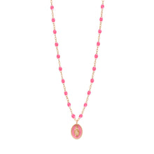 Gigi Clozeau - Madone resin charm Classic Gigi Pink necklace, Rose Gold, 16.5"
